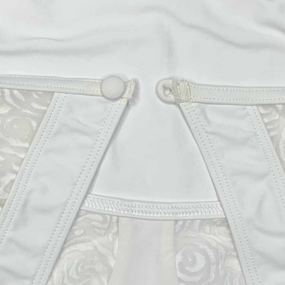 Wear Moi White Noelie Burnout Tulle Insert Keyhole Back Tank Leotard - Picture 11 of 16